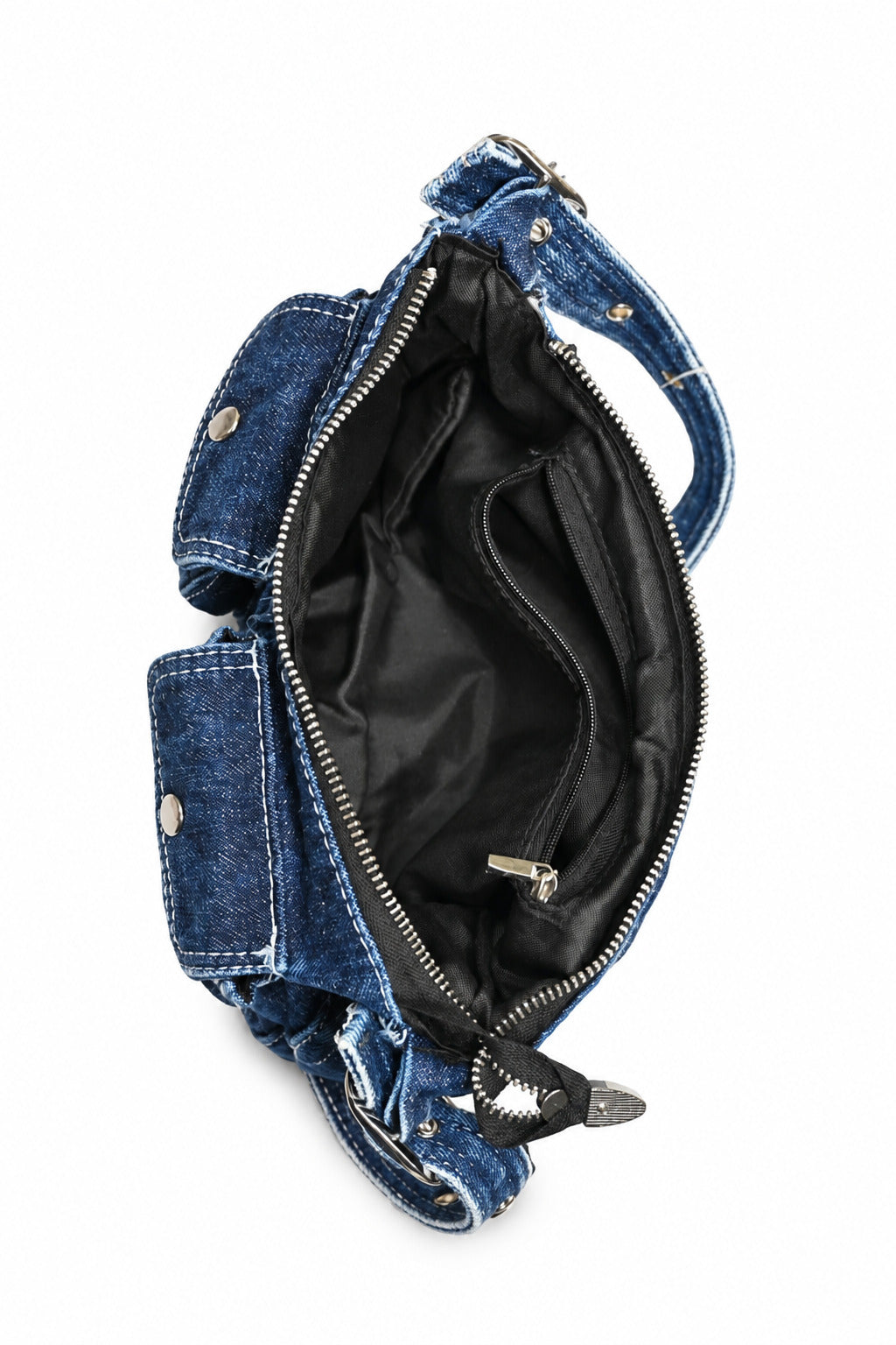 Vintage Denim Double Pocket Shoulder Bag