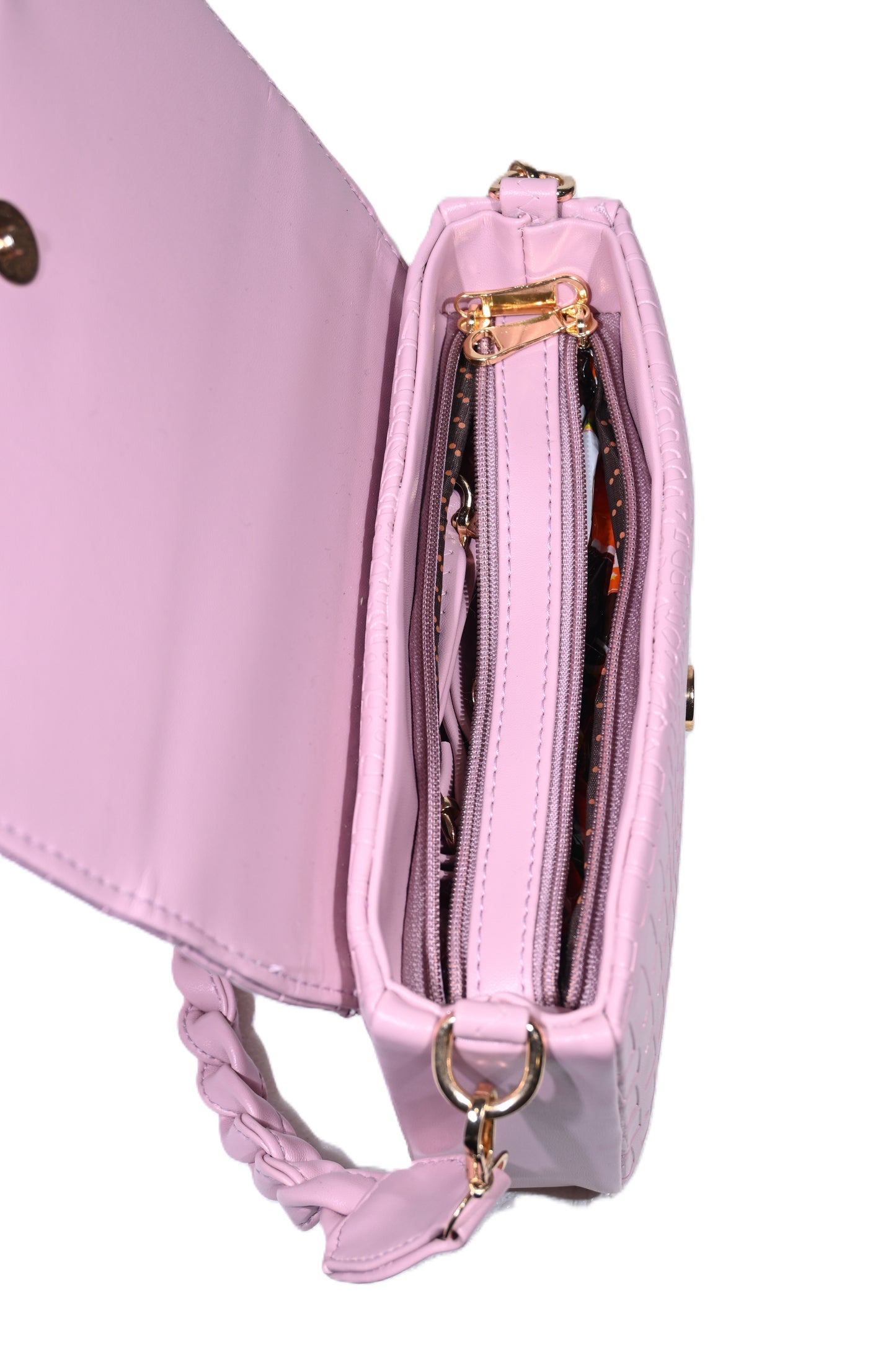 Braided handle croco pattern Womens Shoulder bag