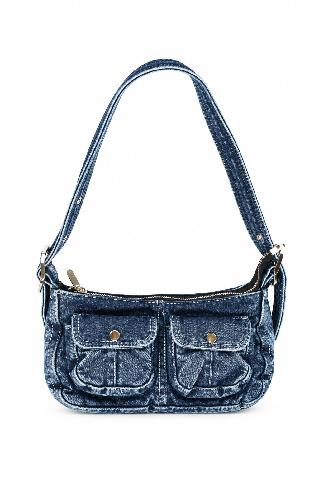 Vintage Denim Double Pocket Shoulder Bag