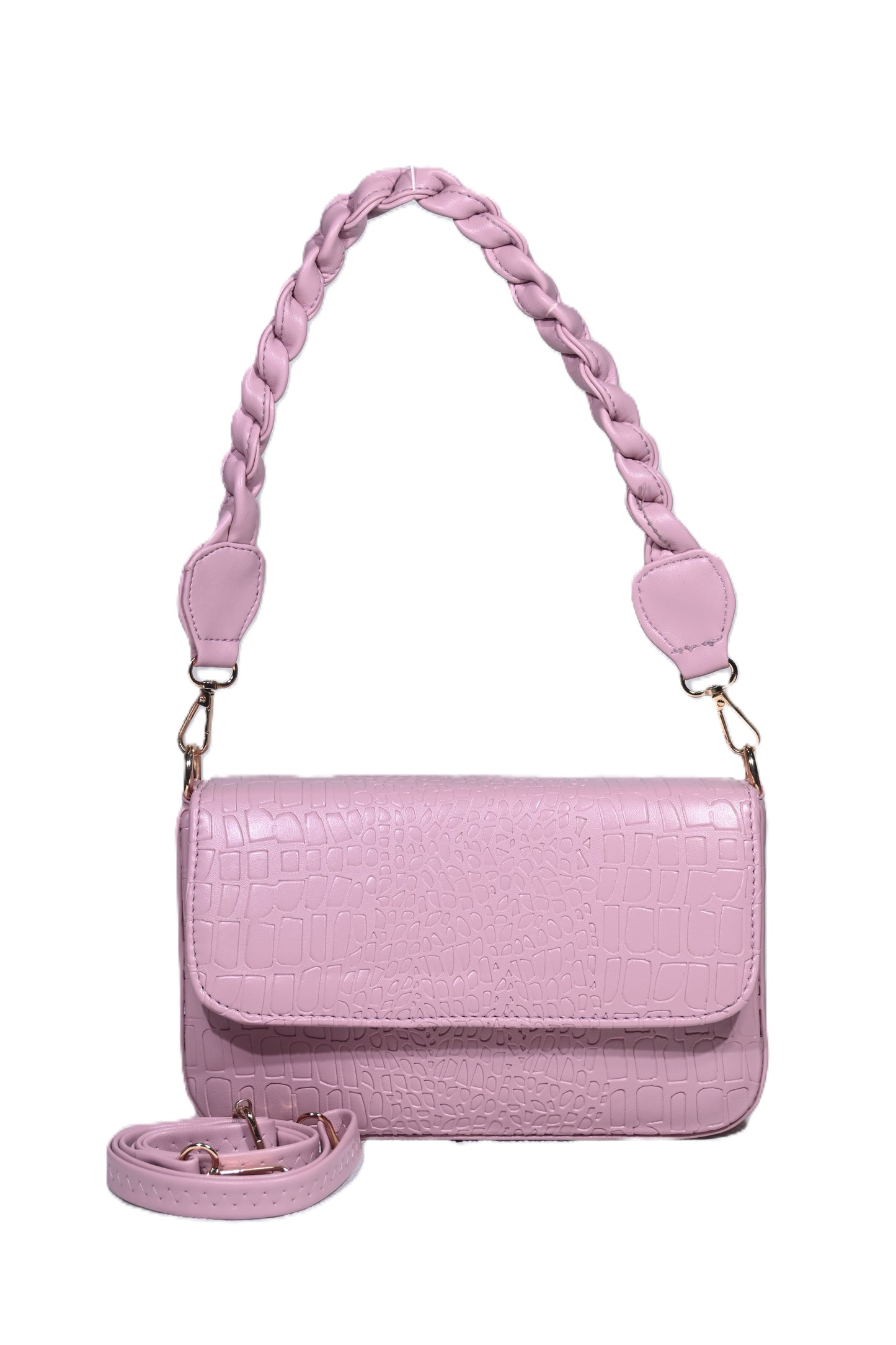 Braided handle croco pattern Womens Shoulder bag