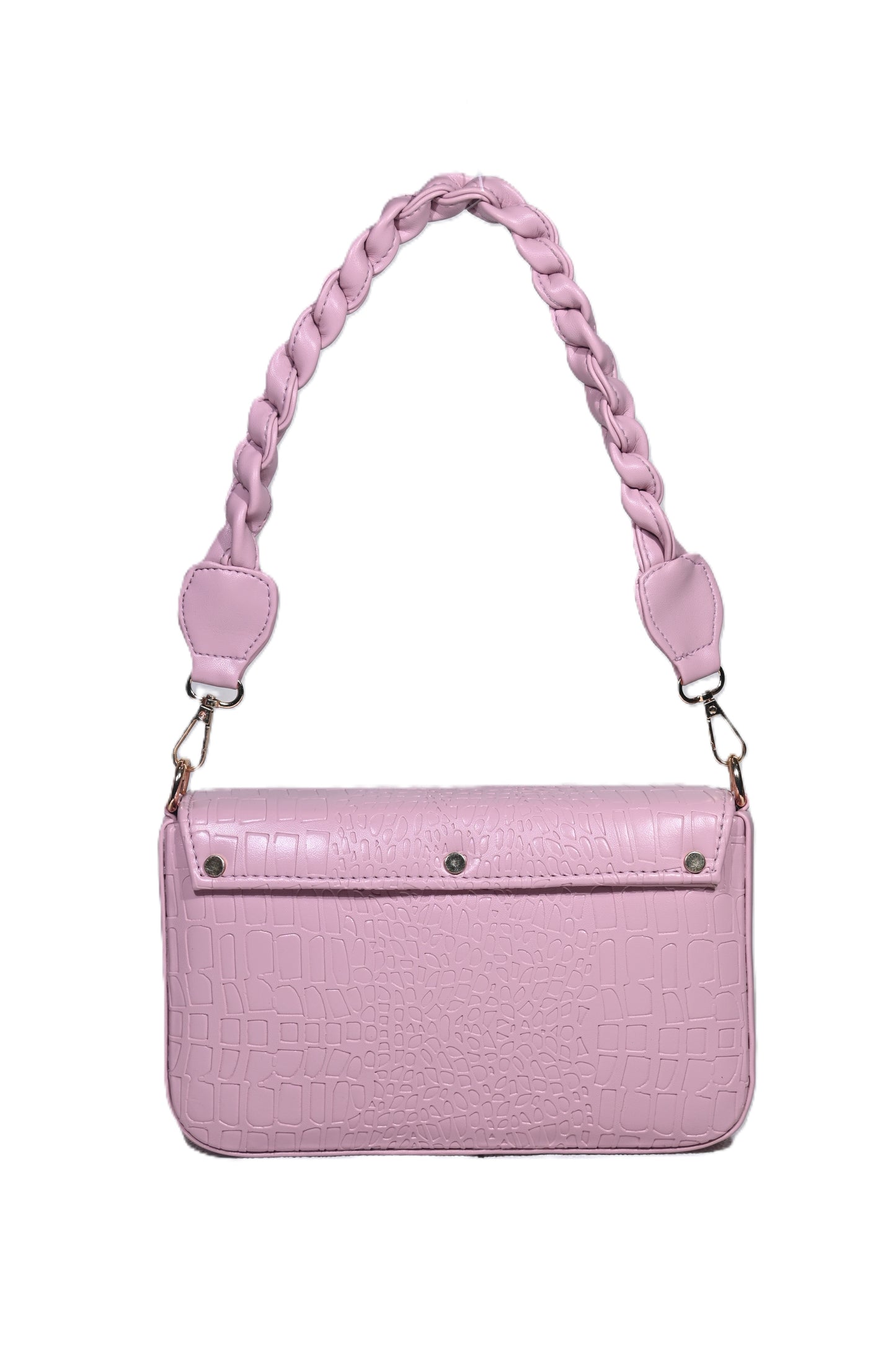 Braided handle croco pattern Womens Shoulder bag