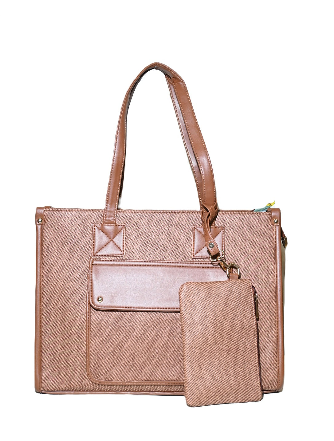 Trendy jute laptop tote bag for women
