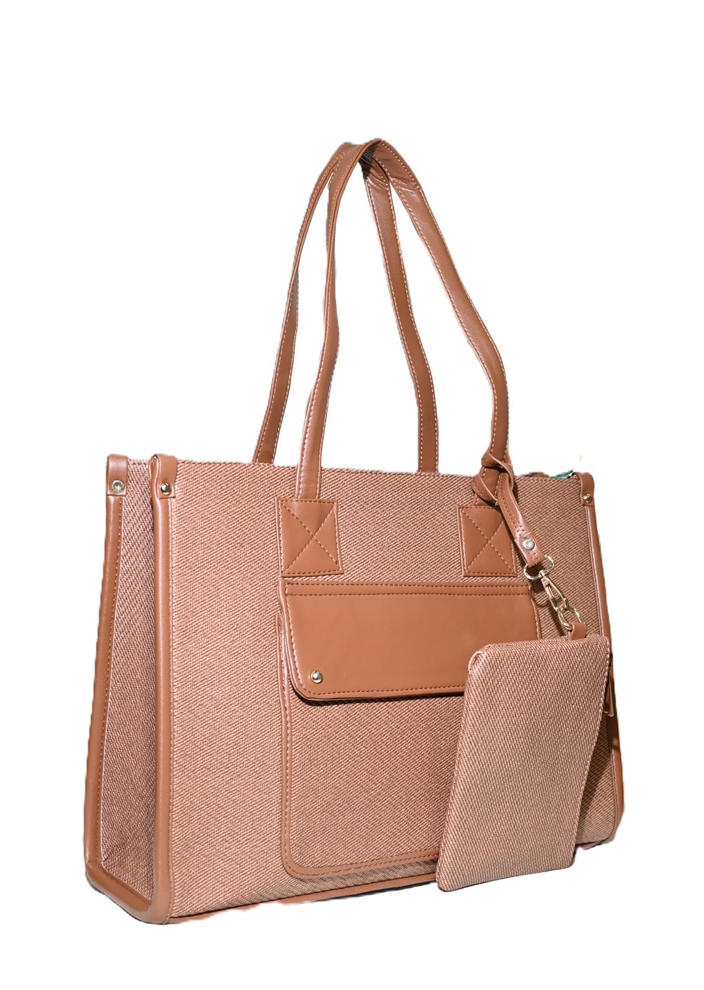 Trendy jute laptop tote bag for women