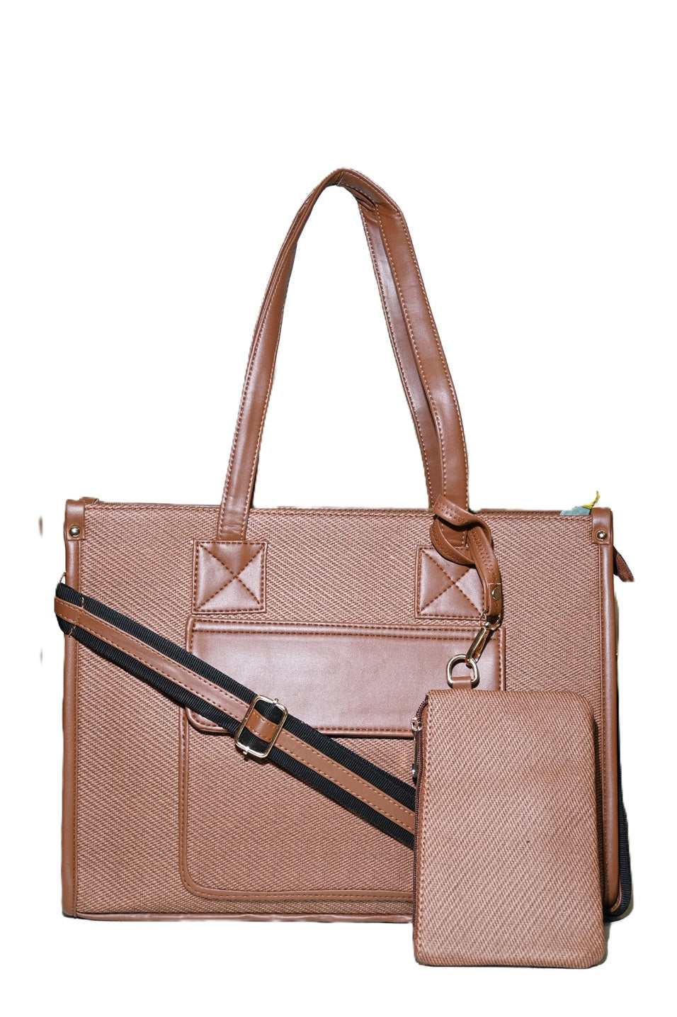 Trendy jute laptop tote bag for women