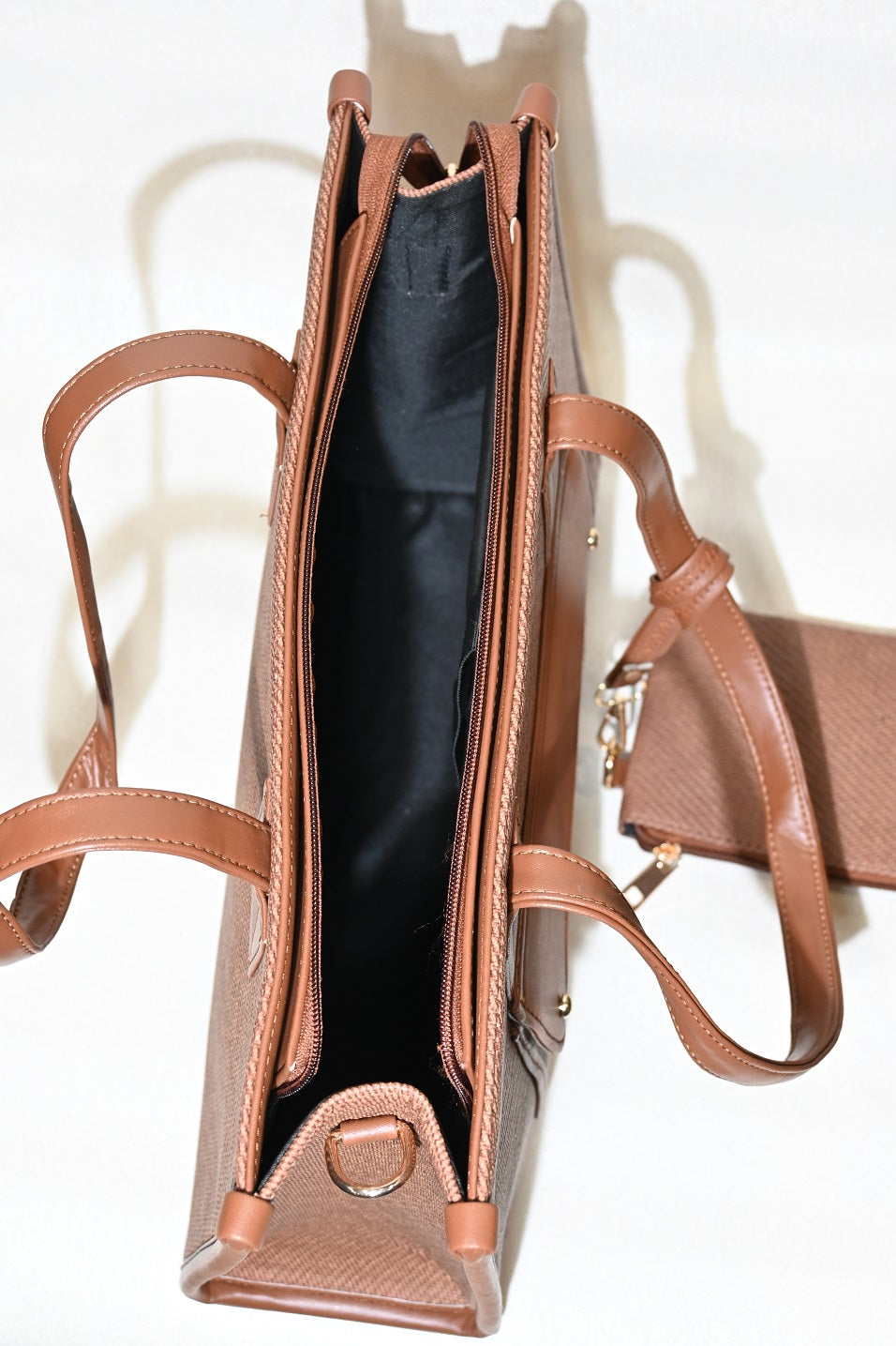 Trendy jute laptop tote bag for women