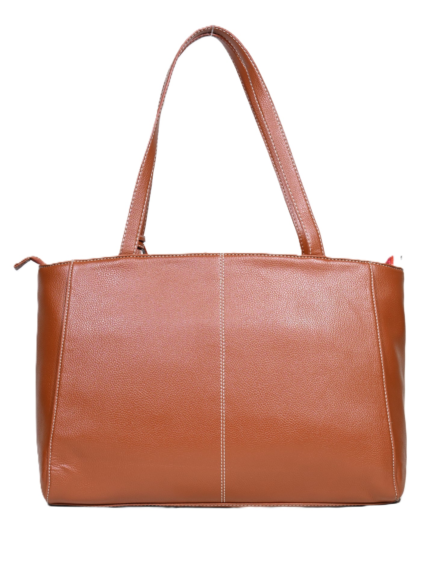 Women’s Faux Leather Tote Bag with Front Pocket & Zip Closure