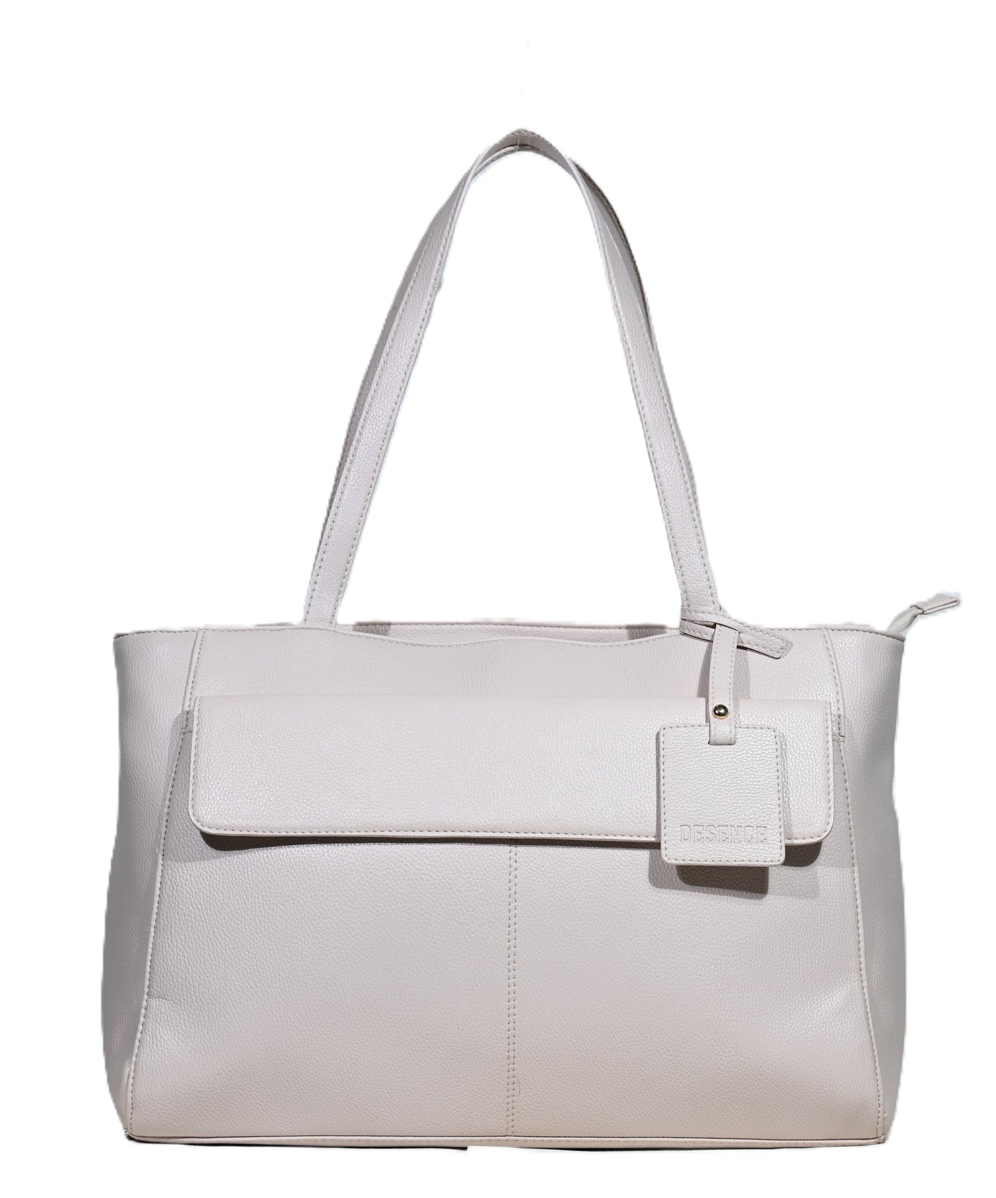Women’s Faux Leather Tote Bag with Front Pocket & Zip Closure