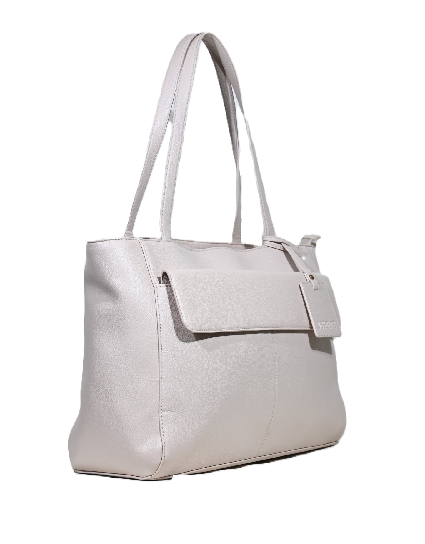 Women’s Faux Leather Tote Bag with Front Pocket & Zip Closure