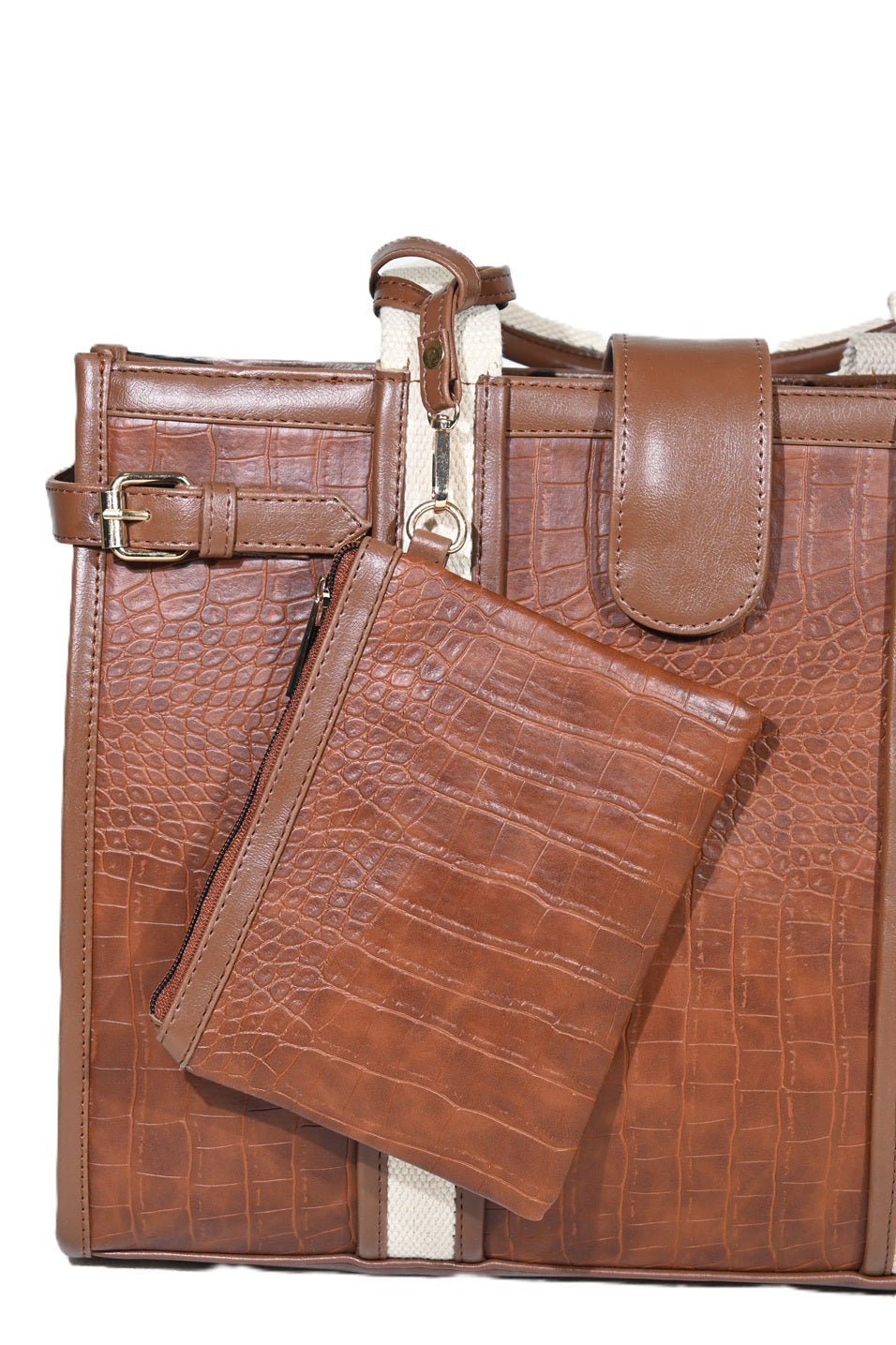 Premium Croc Textured Tote Bag with Stylish Buckle Design