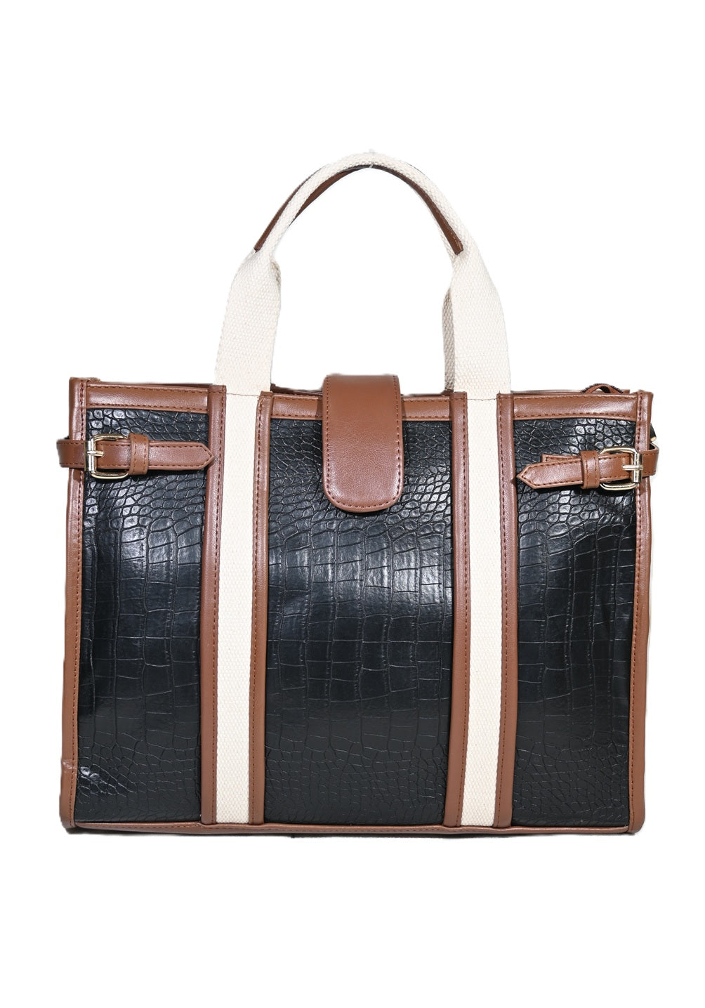 Premium Croc Textured Tote Bag with Stylish Buckle Design