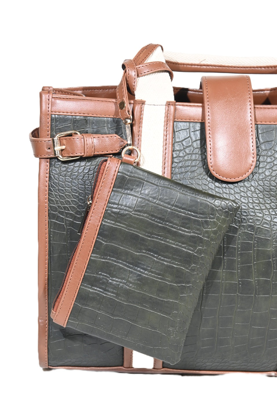 Premium Croc Textured Tote Bag with Stylish Buckle Design