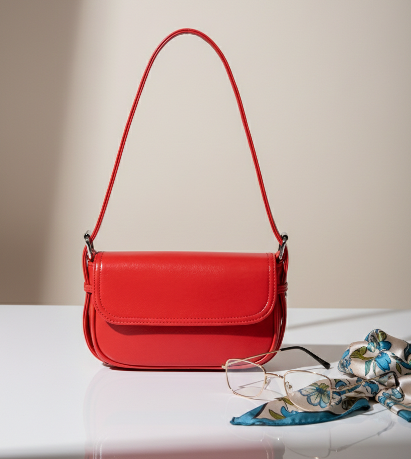 Glossy Flap Handbag