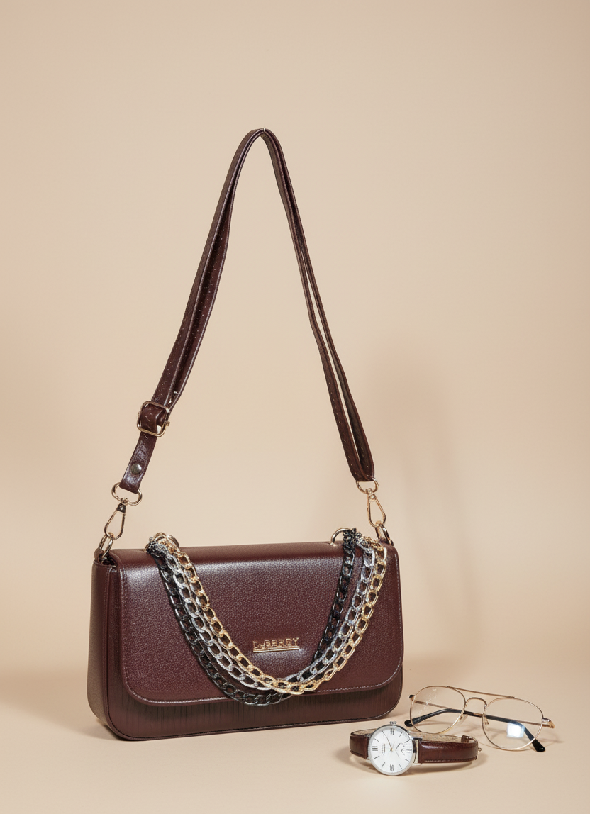 Classy bold 3 chain shoulder bag
