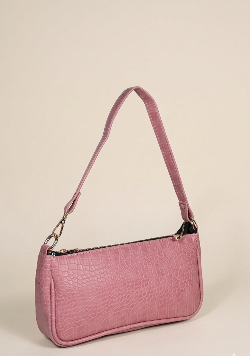Pink classic croco shoulder bag for women