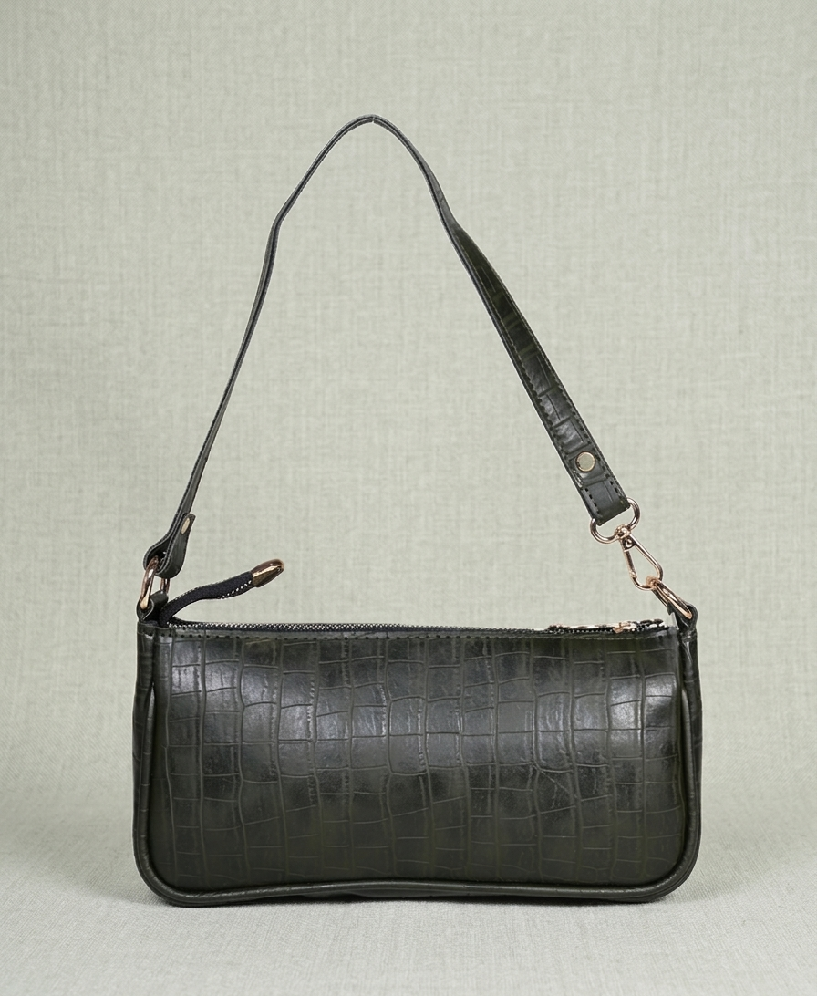 Green croco handbag