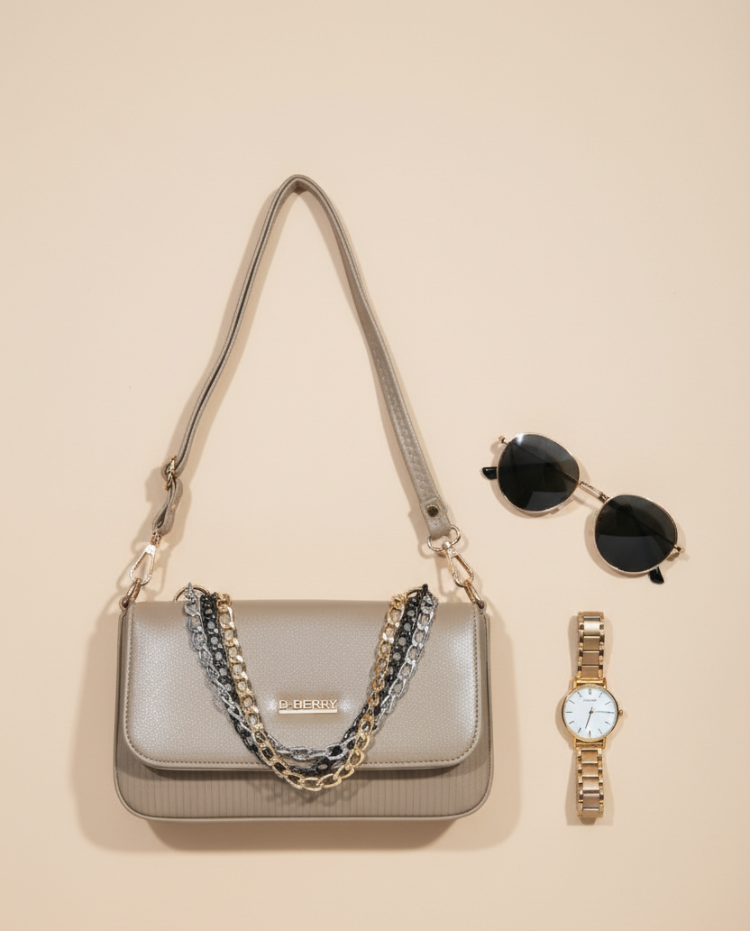 Classy bold 3 chain shoulder bag