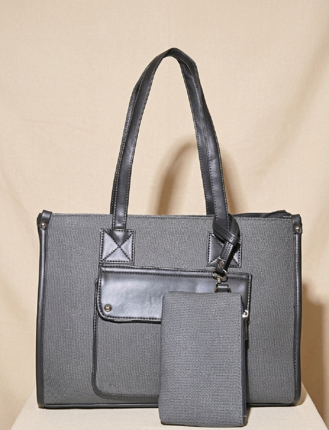 Trendy jute laptop tote bag for women