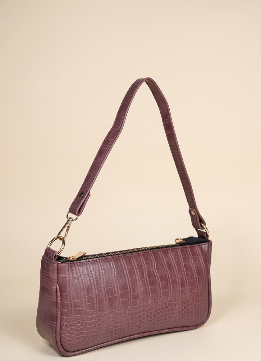Tan croco shoulder bag