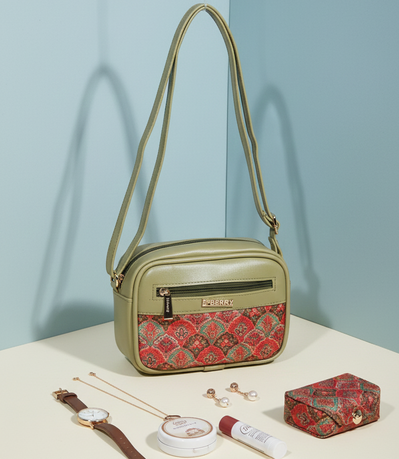 Light green multicolor designer sling bag