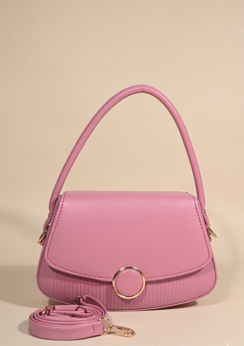 Pink stipped handy sling bag