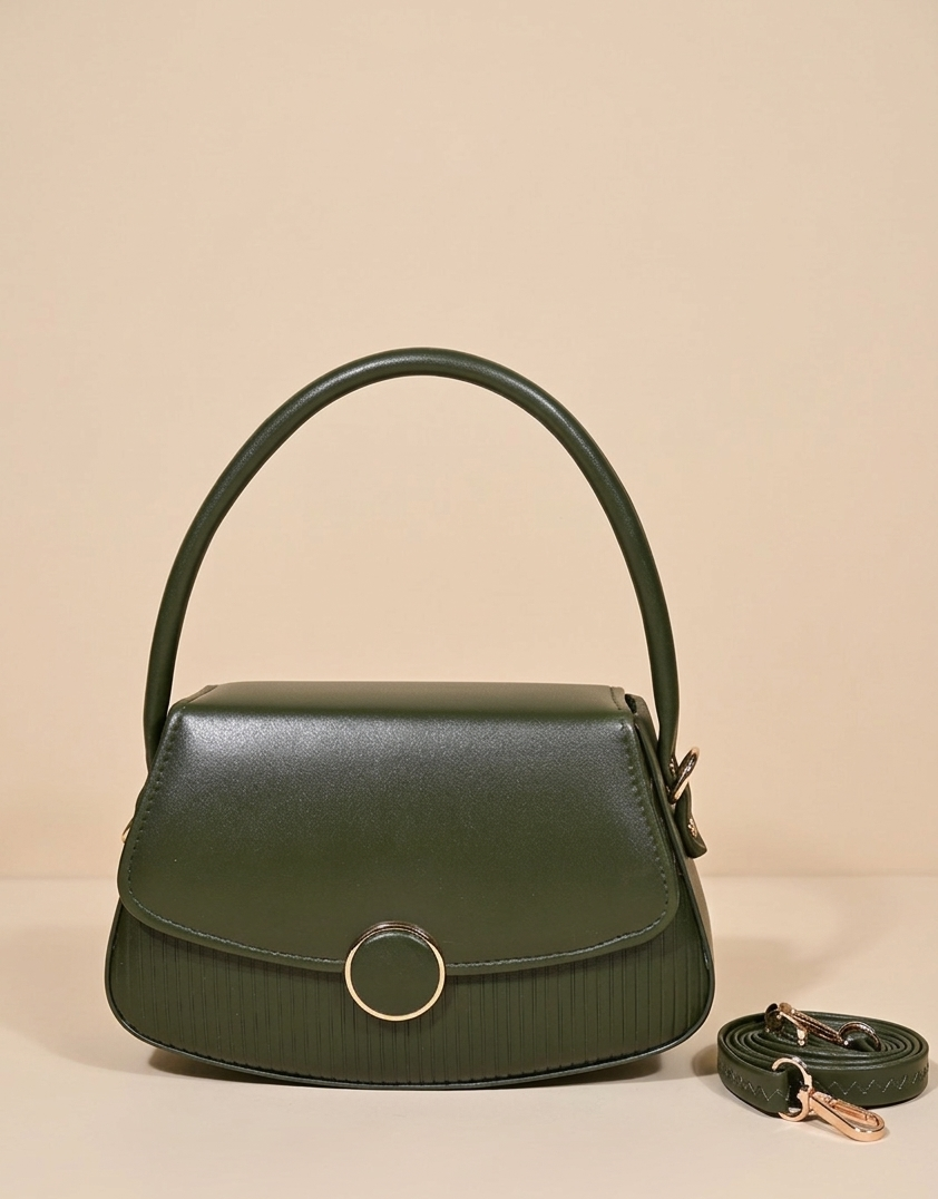Green Ribbed pattern sling purse for women