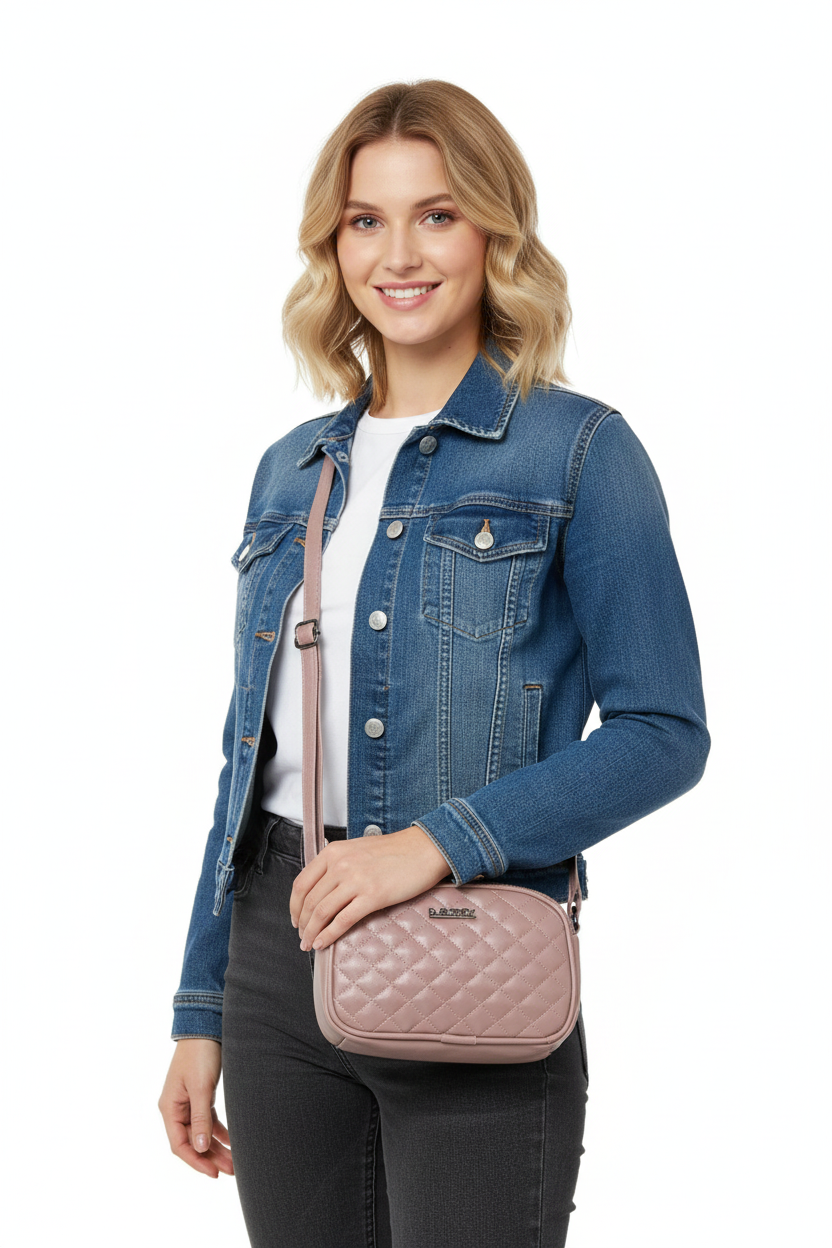 Rose Diamond pattern crossbody sling purse