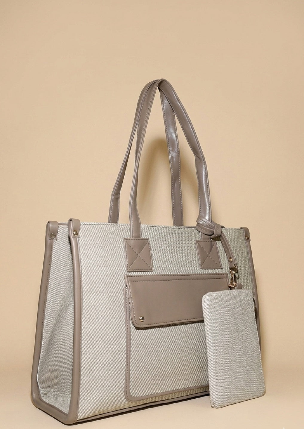 Trendy jute laptop tote bag for women