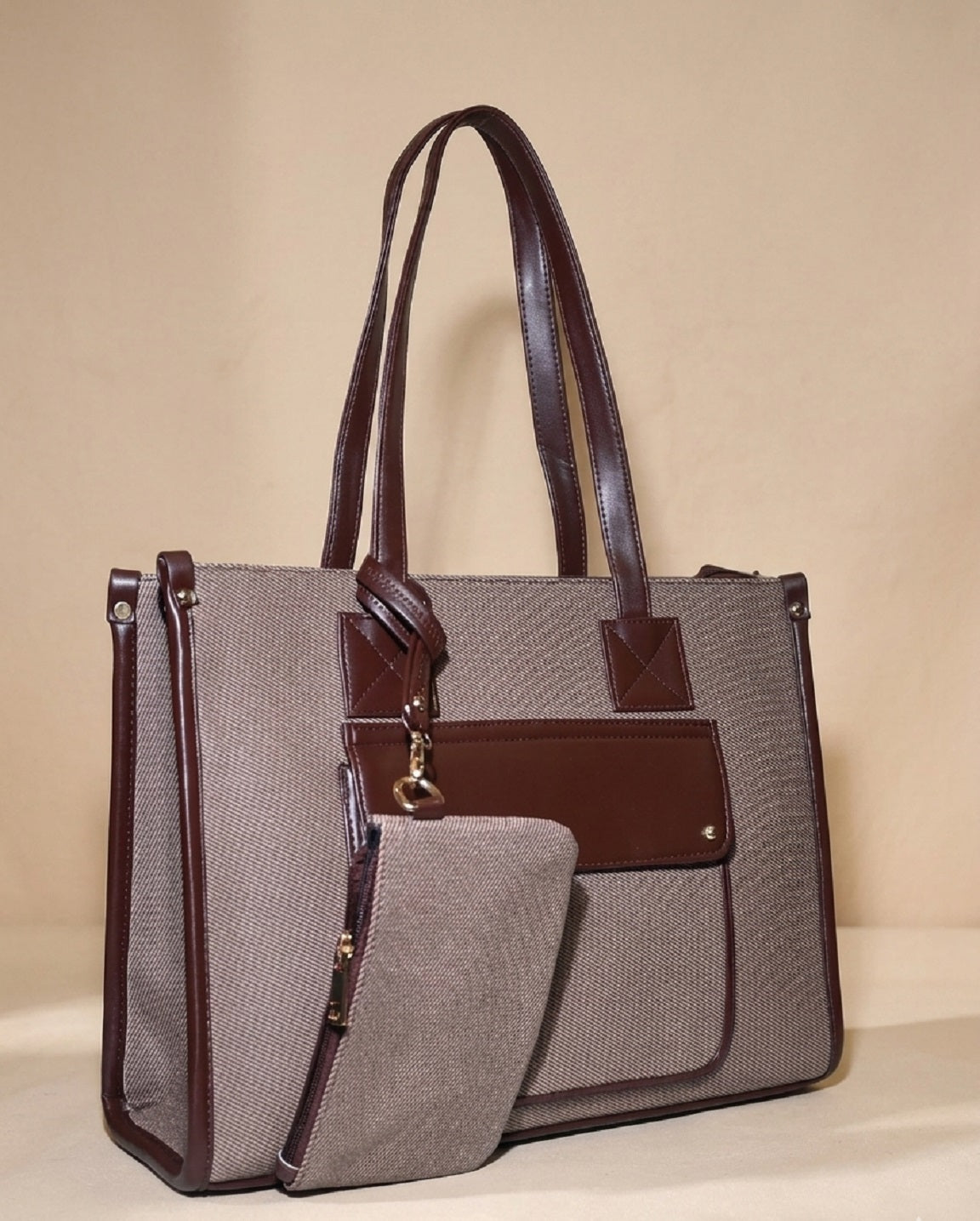 Trendy jute laptop tote bag for women
